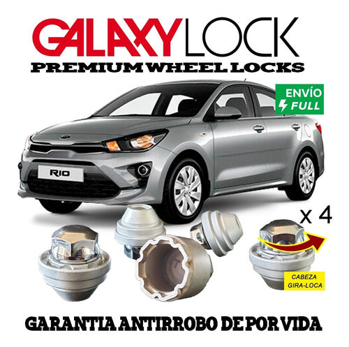 Set 4 Tuercas Galaxylock 12 X 1.5 Kia Rio - Envío Full!
