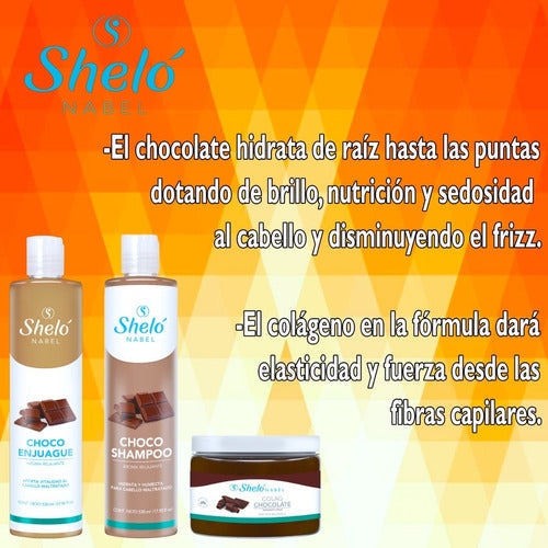 Chocolate Shelo Kit Fuerza Capilar Shampoo+enjuague+colágeno