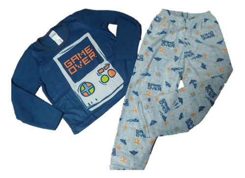 Pijama Invernal Para Niño Azul Marino Game Over Pef
