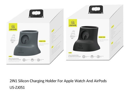 Soporte De Silicón Usams 2 En 1 Apple Watch / AirPods