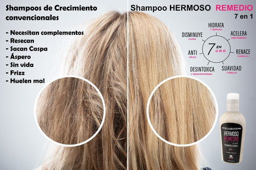 6 Shampoo Crecimiento Anti Caída Reparador Frizz Mujer 7en1