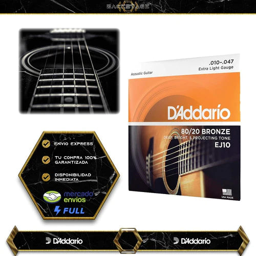 Daddario Ej10 Juego De Cuerdas Bronce Para Guitarra Acústica