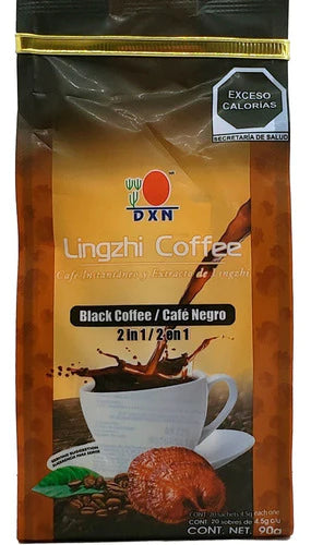 Café Negro 2 En 1 Lingzhi Coffe Dxn 20 Sobres (2 Paquetes)