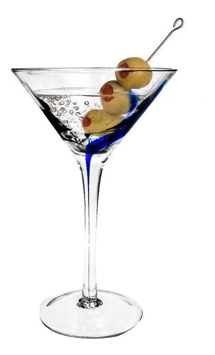 Juego De 4 Copas De Vidrio De Martini 150ml Azules