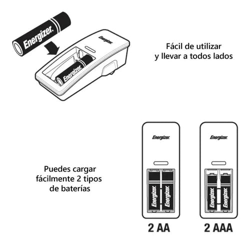 Cargador De Pilas Energizer Bateria Recargable Aa Y Aaa