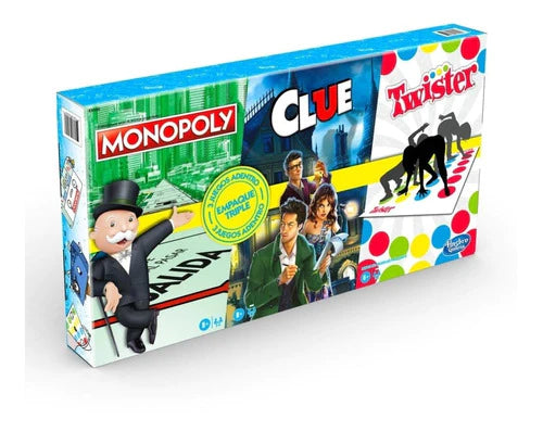 Juego De Mesa Hasbro 3 En 1 (monopoly, Clue, Twister)