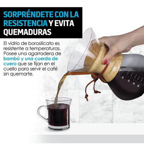 Cafetera Individual Chemex Grande 800ml Cafe Molido Redlemon
