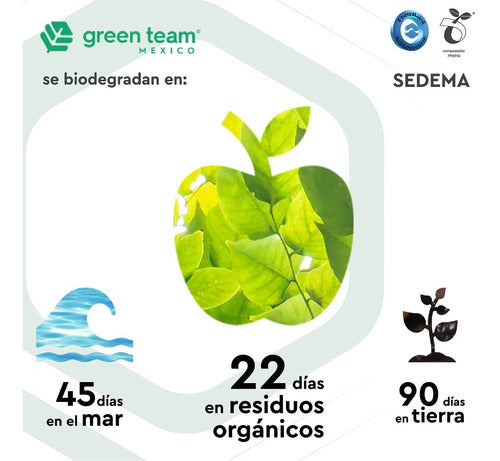 100 Bolsas Tipo Camiseta Biodegradables 28x52cm Green Team