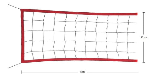 Red Voleibol Embreada Reforzada 4 Lados, 5 X 0.75m