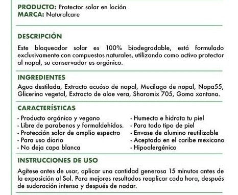 Bloqueador Solar Orgánico Vegano Biodegradable Fps50+ 1litro