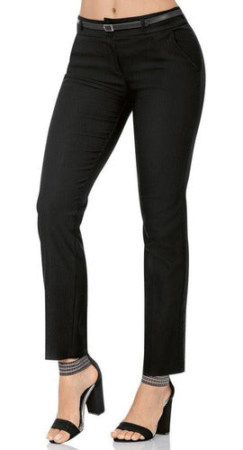 Pantalon De Vestir Barbary Mujer Negro Spandex J 987