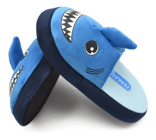 Pantunfla Niño Andrea Ferrato Tiburon Azul Suaves Comodas