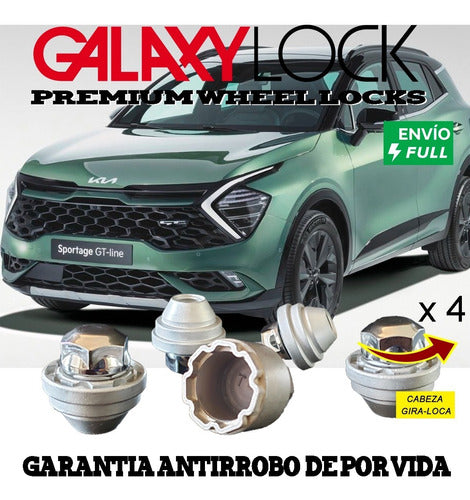 4 Tuercas Galaxylock 12 X 1.5 Kia Sportage - Envío Full!