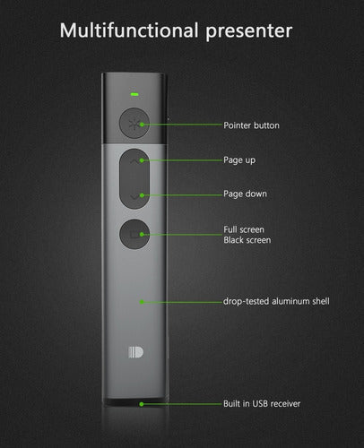 Presentador Diapositiva Apuntador Láser Verde Aluminio
