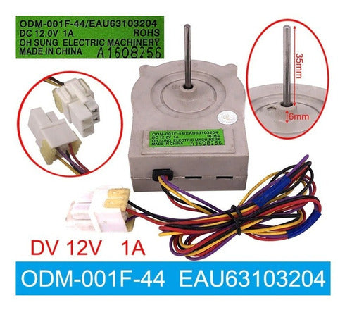 Difusor 12v 1a Para Refrigerador LG  Eau63103204 Motor