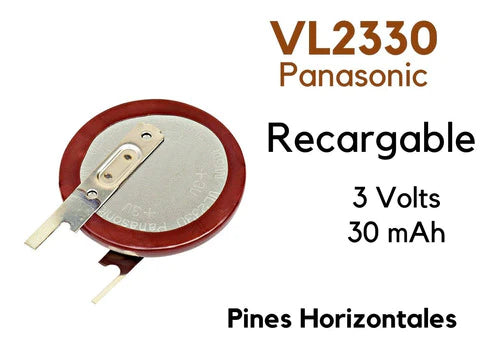 Pila Vl2330 3v  Panasonic Litio 2 Pines Recargable