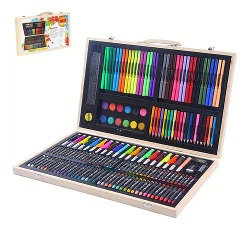 180pzs Kit De Dibujo Set De Arte Lápices De Colores Con Caja