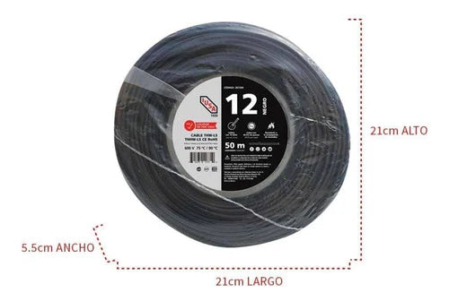 Cable Thhw-ls Rohs Calibre 12 Awg Negro 50m