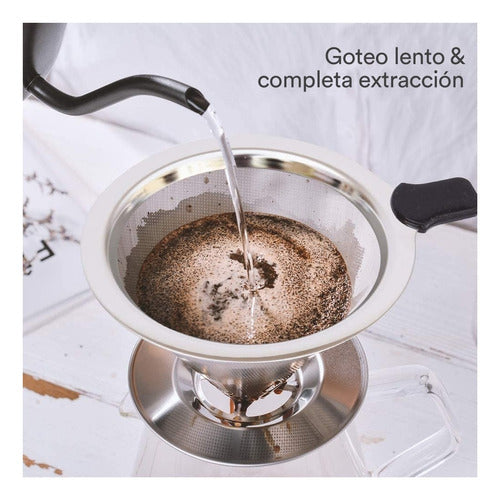 Filtro De Café Reutilizable De Acero Inoxidable Con Cono