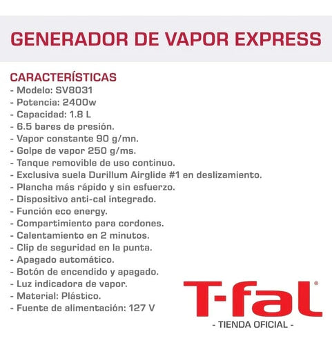 Generador De Vapor Plancha Tefal Eco Anti Cal Express T-fal