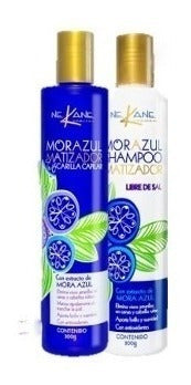 6  Shampoo Matizador + 6 Mascarilla Nekane Mora Azul