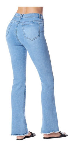 Pantalon Jeans Acampanado Tiro Alto Stretch Mujer Devendi