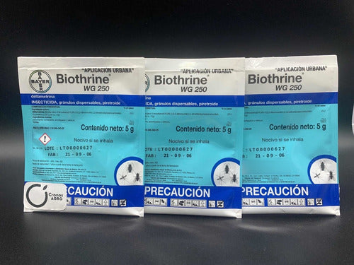 Biothrine Insecticida Moscas Cucarachas Pulgas 3 Sobres 5 Gr