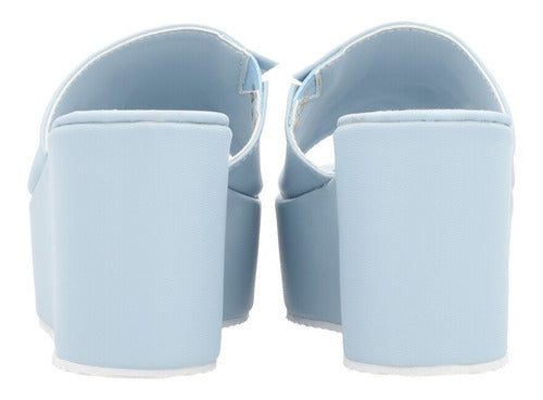 Sandalia De Plataforma Casual Azul Celeste Pastel Para Mujer