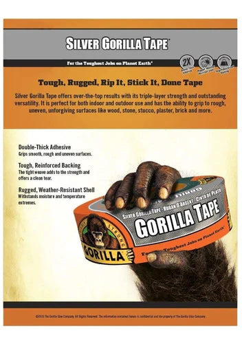 Cinta Gorilla Tape Adhesiva Plateada 4.78 Cm X 32mts