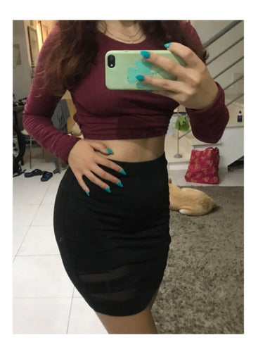 Mini Falda Negra Corta Ajustada Con Transparente – Abonitos.mx