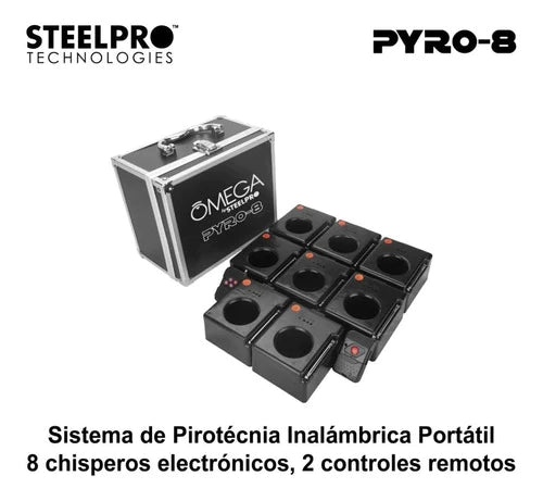 Detonador Pirotecnia Steelpro Pyro-8 Inalambrico 8 Modulos