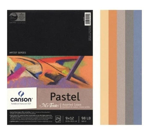 Block Canson Pastel Mi Teintes 24 Hjs 22.9x30.5 Cm