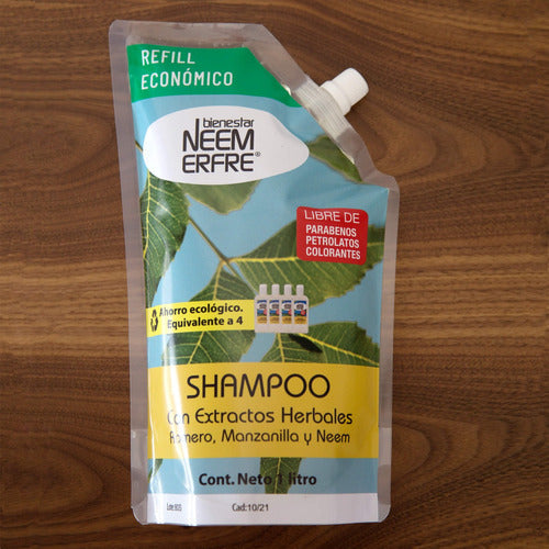 1 Litro Shampoo Limpieza Profunda Romero Manzananilla Neem