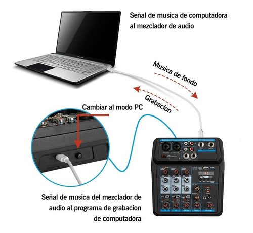Depusheng U4 Mini Consola Mezclador De Audio 4 Canales
