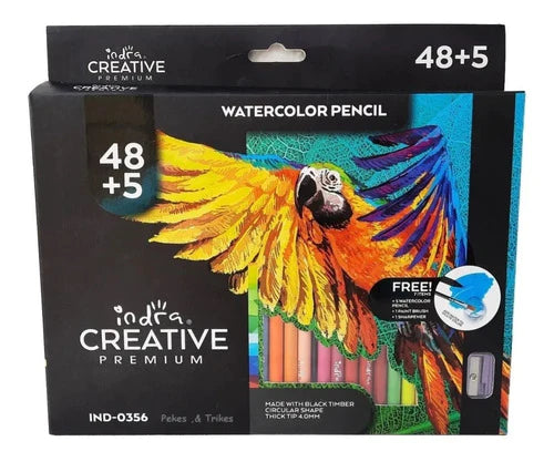 Set 48+5 Lápices De Color Acuareables Premium Indra Creative
