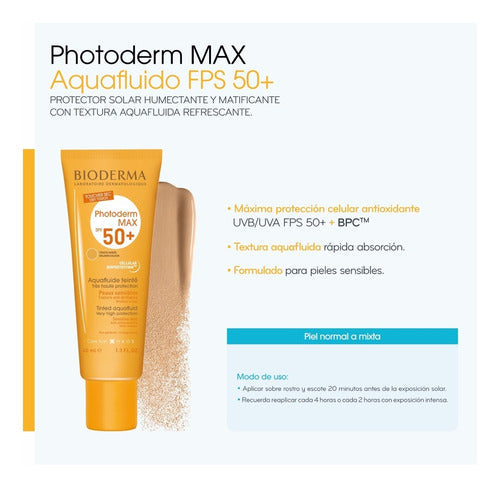 Bioderma Photoderm Max Aquafluido Tono Dorado Spf50+, 40ml