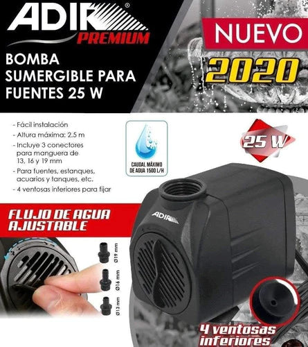 Bomba Sumergible Para Fuente Acuario Tanque 25w 9240 Adir