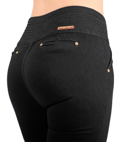 Jeans Fergino Jeans Mujer Negro Mezclilla Stretch Etelvina