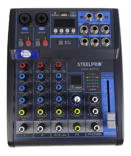Mezcladora Mixer 4ch Dsp Bluetooth Steelpro Mix-40fx Pasiva