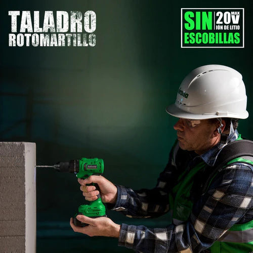 Taladro Rotomartillo Sin Carbones Inalámbrico 20v 2baterías