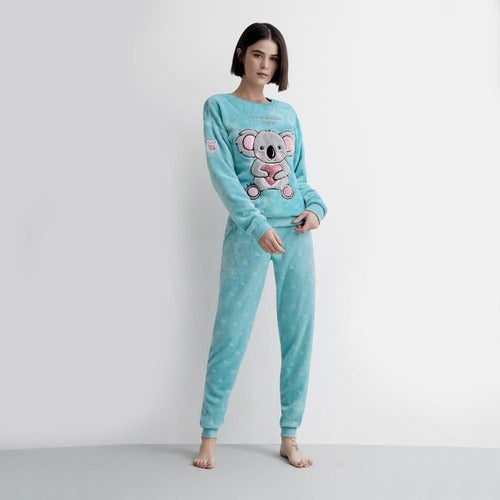 Pijama Azul Claro Mujer De Koala Afelpada Calientita 99e79c