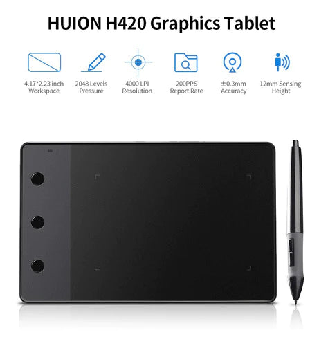 Huion H420 Profesional Gráficos Tableta De Dibujo Con 3