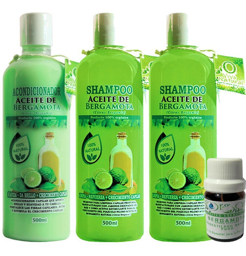 2 Shampoos De Bergamota 1 Acondicionador 1 Aceite Organicos