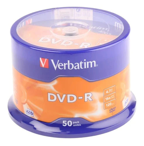 50 Piezas Dvd Verbatim 4.7gb 16x Spindle Dvd-r 120 Min