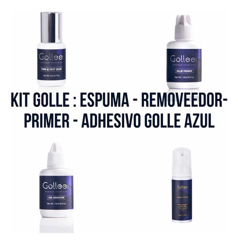 Kit Golle Adhesivo Golle Azul -removeedor-lash Shampo-primer