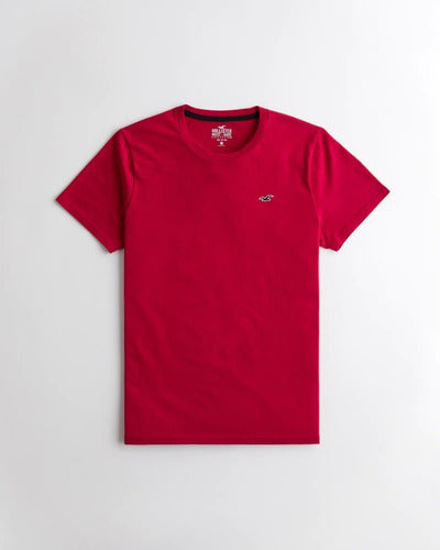 Camiseta Hollister Original Cuello Redondo Importada Rojo