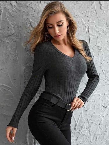 Suéter Para Dama Gris Oscuro Tops Casual