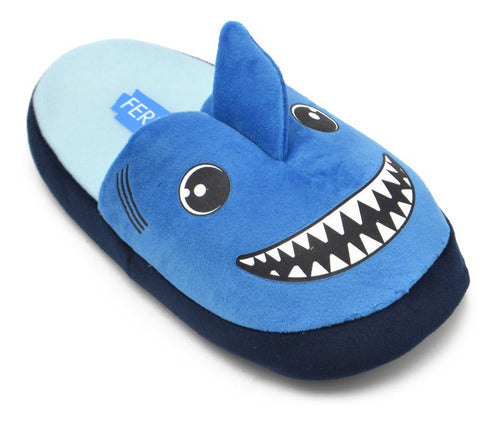 Pantunfla Niño Andrea Ferrato Tiburon Azul Suaves Comodas