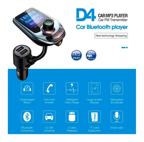 Transmisor Bluetooth Fm Auto Manos Libres Pantalla Lcd Dual