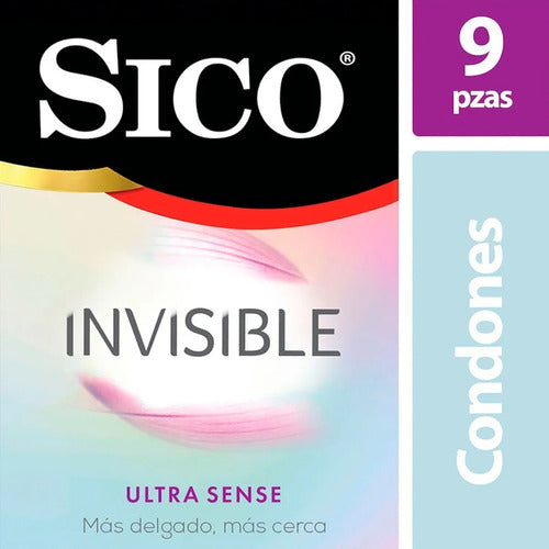 Condones De Látex Sico Invisible 10 Paquetes De 9 Pzs C/u